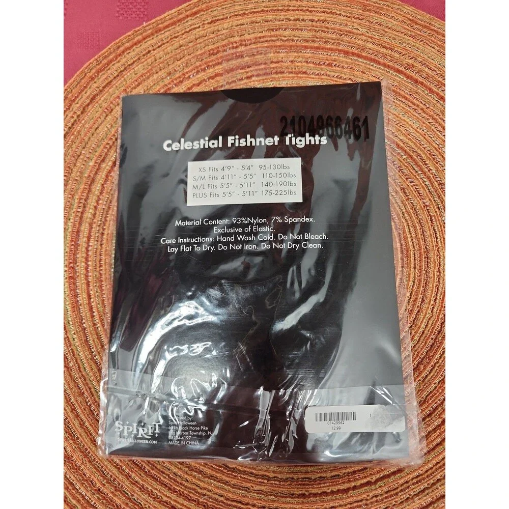 Spirit Halloween Celestial Fishnet Tights Black Size M/L New In Package